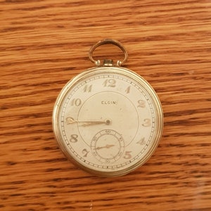 Elgin Pocket Watch 28s Model 3, 15J, ca 1940 in Elgin National Watch Co Case 10K Rolled Gold Plate