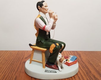 Norman Rockwell Man Threading a Needle Danbury Mint Porcelain Figurine 1980