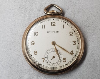 16 Size 21 Jewel Hampden No 105 Railroad Grade Pocket Watch C1912