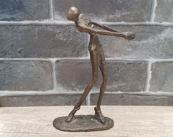 Brutalist Golfer Bronze Statue
