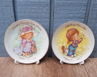 Avon Mother's Day Plates 1981 Cherished Moments, 1982 Little Things Mean A Lot
