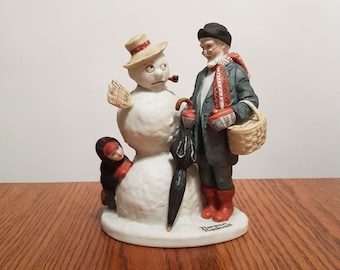 Norman Rockwell Granpa Snowman Danbury Mint Porcelain Figurine 1980