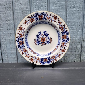 Antique Minton England Imari Style Lyre Pattern Serving Bowl