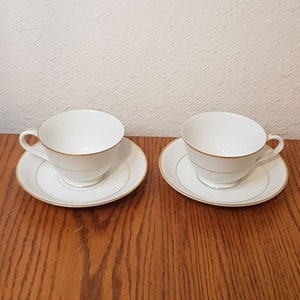 Noritake Maruki Komaru Japan Vintage Cup and Saucer White with Gold Trim