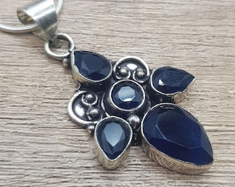 Vintage Sterling Silver 925 Tanzanite Pendant Necklace