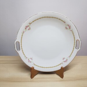 H&C Selb Bavaria Handled Cake Plate with Rose Pattern c. 1911