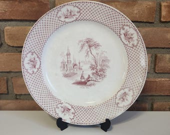 W Adams and Sons Cyrene England Red Transferware Plate