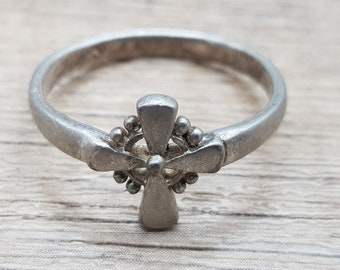Vintage Thailand CS Sterling Silver 925 Cross Religious Ring