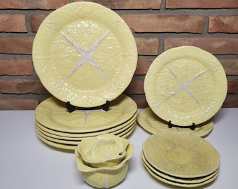 Secla Yellow Cabbage Majolica Portugal Dinnerware