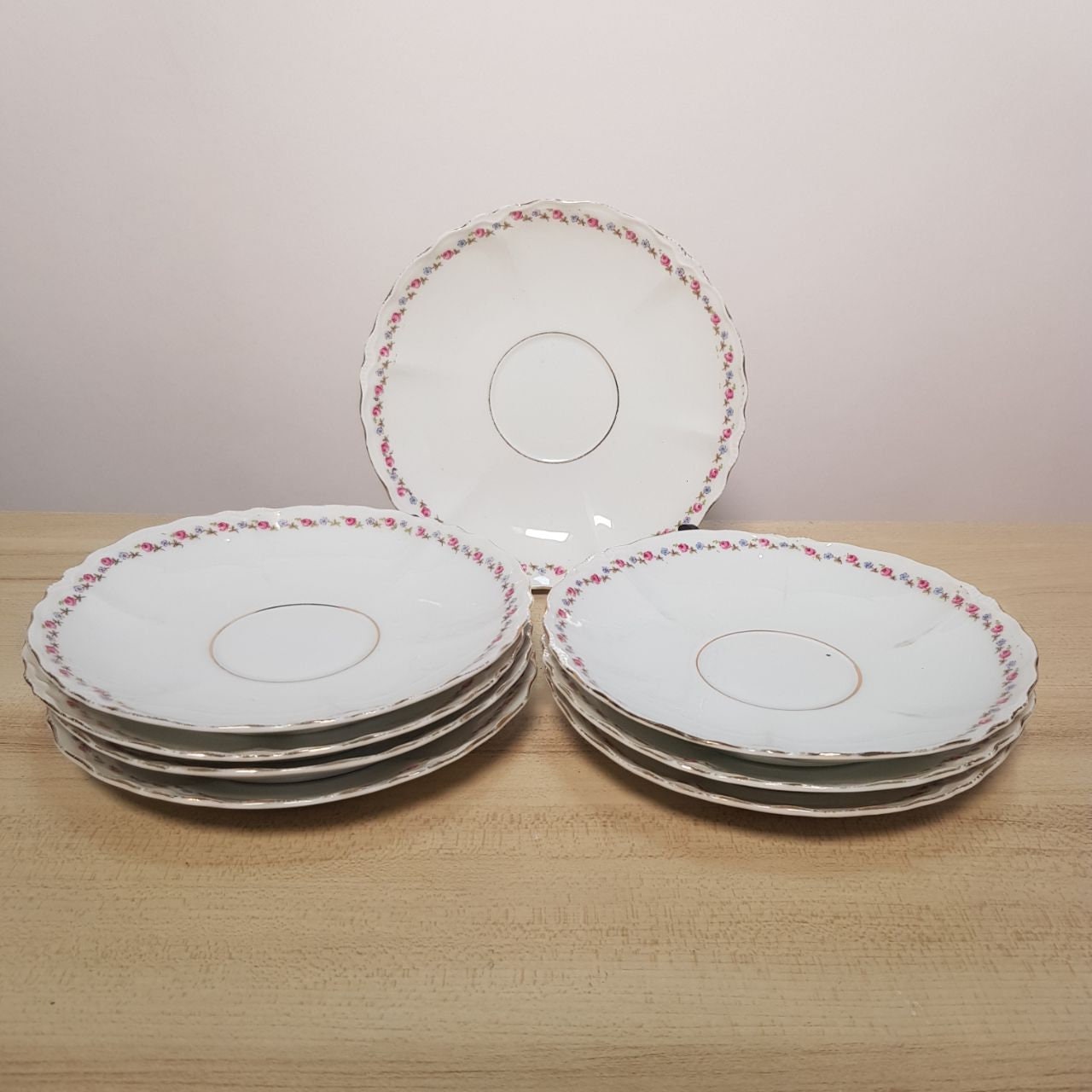 LS&S Carlsbad Austria Porcelain Saucer With Floral Rim and