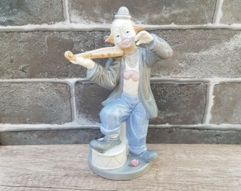 Paul Sebastian Clown Playing Violin Vintage Figurine PS Porcelana De Cuernavaca Made in Mexico