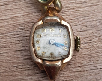 Bulova Swiss Ladies Wrist Watch 17 Jewels 14K Gold Filled 1936 Not Working