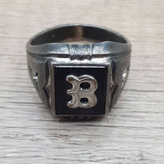 Vintage sterling initial B signet ring - image 2