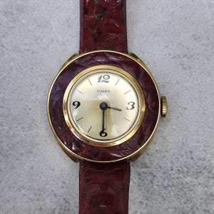 Timex Women's Mechanical Watch with Leather Bezel Working