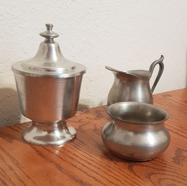 Henry Ford Museum Woodbury Pewter Tea Set of Creamer, Sugar Bowl With Lid, Sugar Etsy
