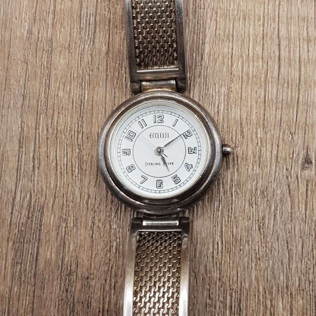 時計 Ecclissi Sterling Silver Vintage Ecclissi 925 Sterling Silver Ladies Mesh Bracelet