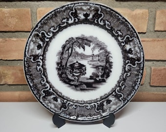 Antique PW & Co Washington Vase Pearl Stone Ware England Transferware Plate circa 1850
