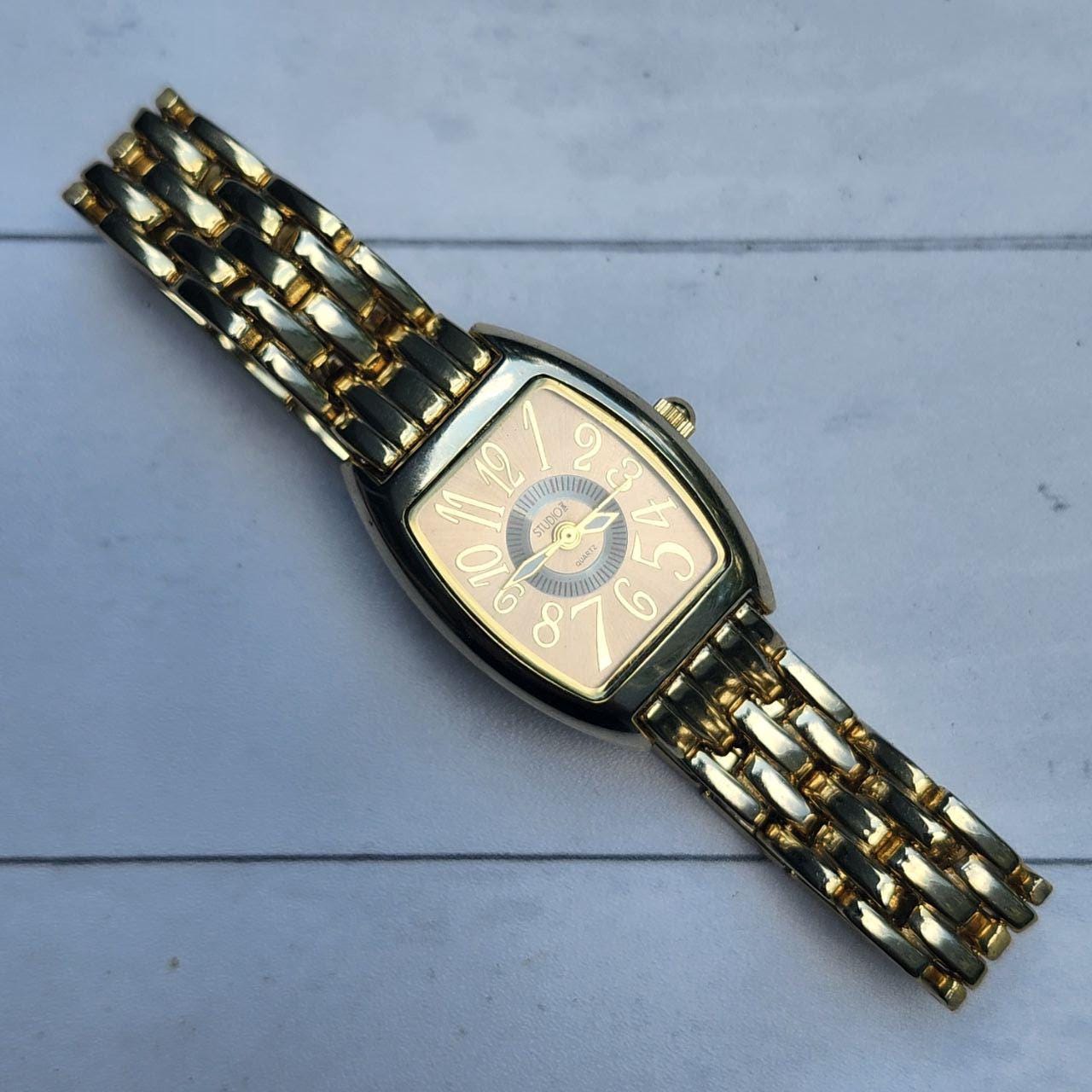 Vintage Studio Quartz Womens Gold Tone Cuff Bracelet Watch Black Oval Elegant Studio Ladies Watch - Etsy main image 2
