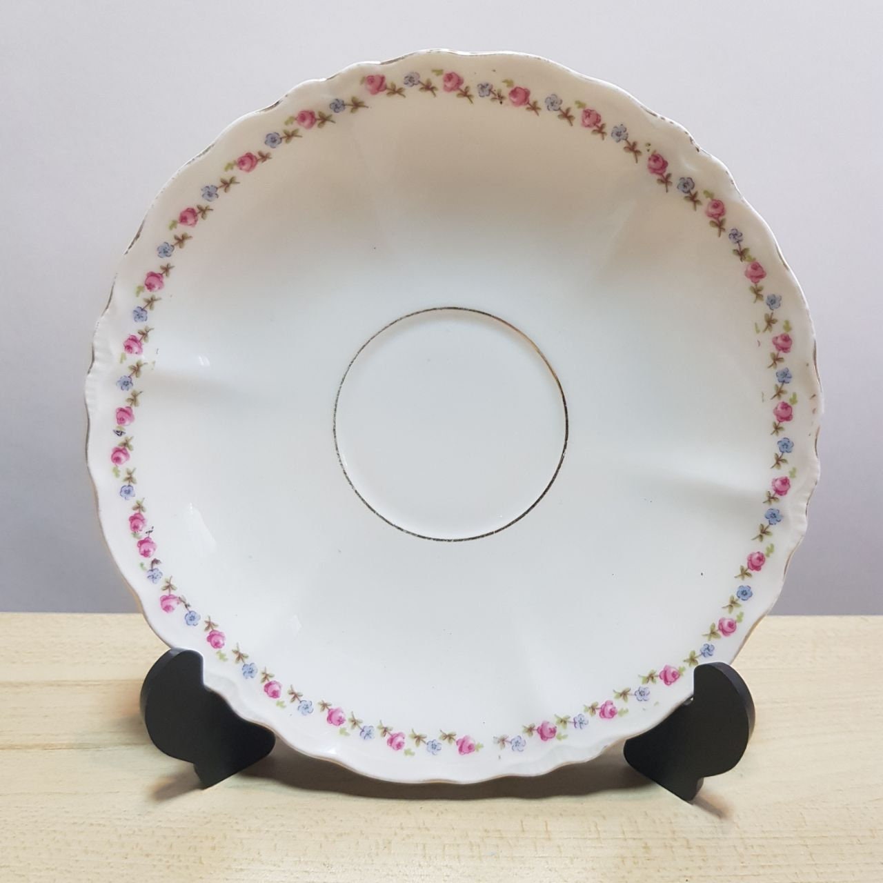 LS&S Carlsbad Austria Porcelain Saucer With Floral Rim and