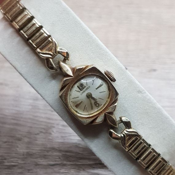 Longines mini mechanical ladies watch gold filled 10K. Longines Ladies watch vintage 10K gold filled case band  main image 2