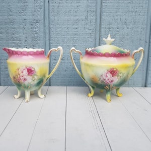Antique R.S. Prussia Creamer and Sugar Bowl - Reinhold Schegelmilch circa 1900s