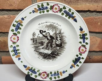 William Smith Co Wedgwood Stockton Child Plate c 1840