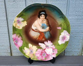 Z.S. & Co Bavaria Mignon Porcelain Mother and Child Wall or Cabinet Plate circa 1900