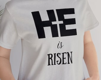 HE is Risen shirt, Easter T-Shirt, Christian Cross TShirt, Cross With Words Shirt, Jesus Shirt, Bible Shirt, Church Shirt, Resurrection