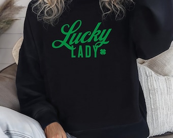 Lucky Lady Sweatshirt, Lucky Clover Sweatshirt, St Patricks Day Sweatshirt, Simple Saint Patrick's shirt, Lucky Sweater, Holiday Crewneck
