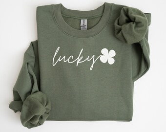 Lucky Sweatshirt, Lucky Clover, St Patricks Day, Holiday Sweatshirt, Clover Sweatshirt, Saint Patrick's shirt, Lucky Sweater, 4 leaf Clover