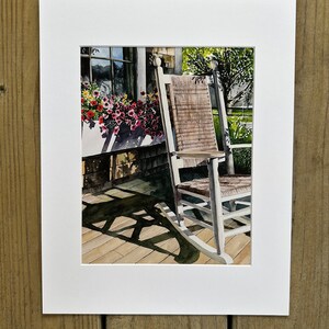Wicker Rocking Chair on Porch. Matted Watercolor Print - Etsy