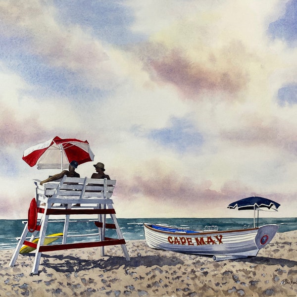 Cape May NJ Life Boat Watercolor print