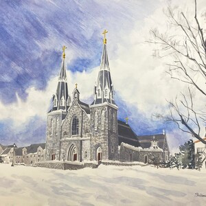 St. Thomas of Villanova Chapel watercolor painting matted print wall art gift