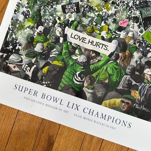24&quot;x36&quot; Limited Edition, Poster of 2025 Eagles Super Bowl LIX Parade, Watercolor Painting, Philadelphia Art Museum