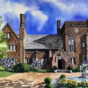 Aldie Mansion Doylestown PA, Matted watercolor print