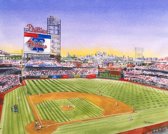 Phillies Fan Gift: Citizen&#39;s Bank Park Watercolor Art Print
