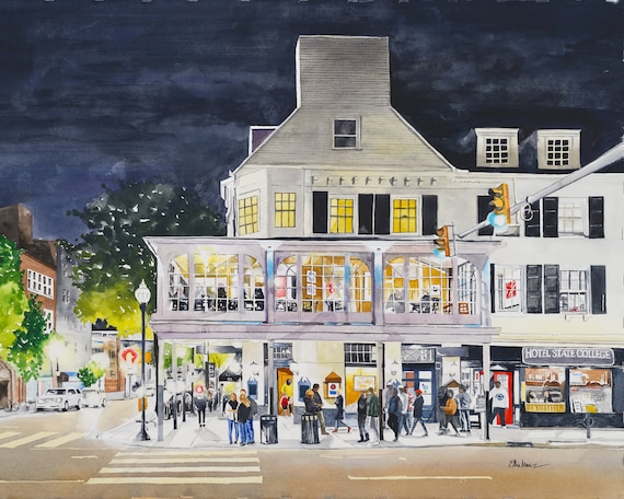 The Corner Room, Penn State. Matted watercolor print