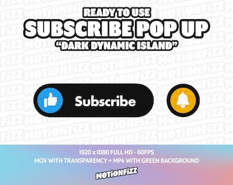 Animated Subscribe Pop-Up - Dark Dynamic Island (Digital File)