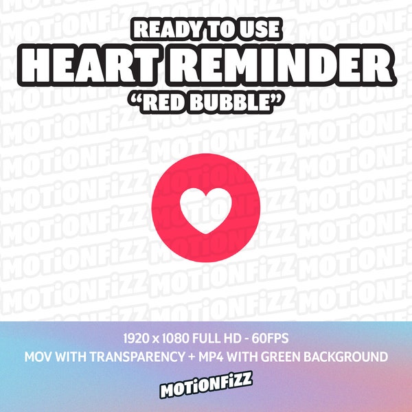 Animated Heart Bubble - Red | Social Media Engagement Pop-Up | Youtube, Instagram, Facebook, Tiktok, Video, Kawaii, Cute, Stinger, Love