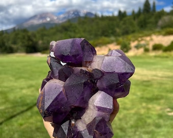 African Amethyst Cluster | High-Energy Natural Gemstone for Spiritual Growth and Inner Peace Limited Production Purified at Mt. Shasta AA009