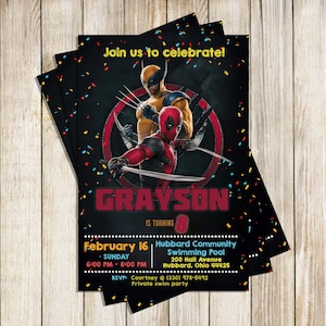 Digital Invite - Deadpool Birthday Invitation