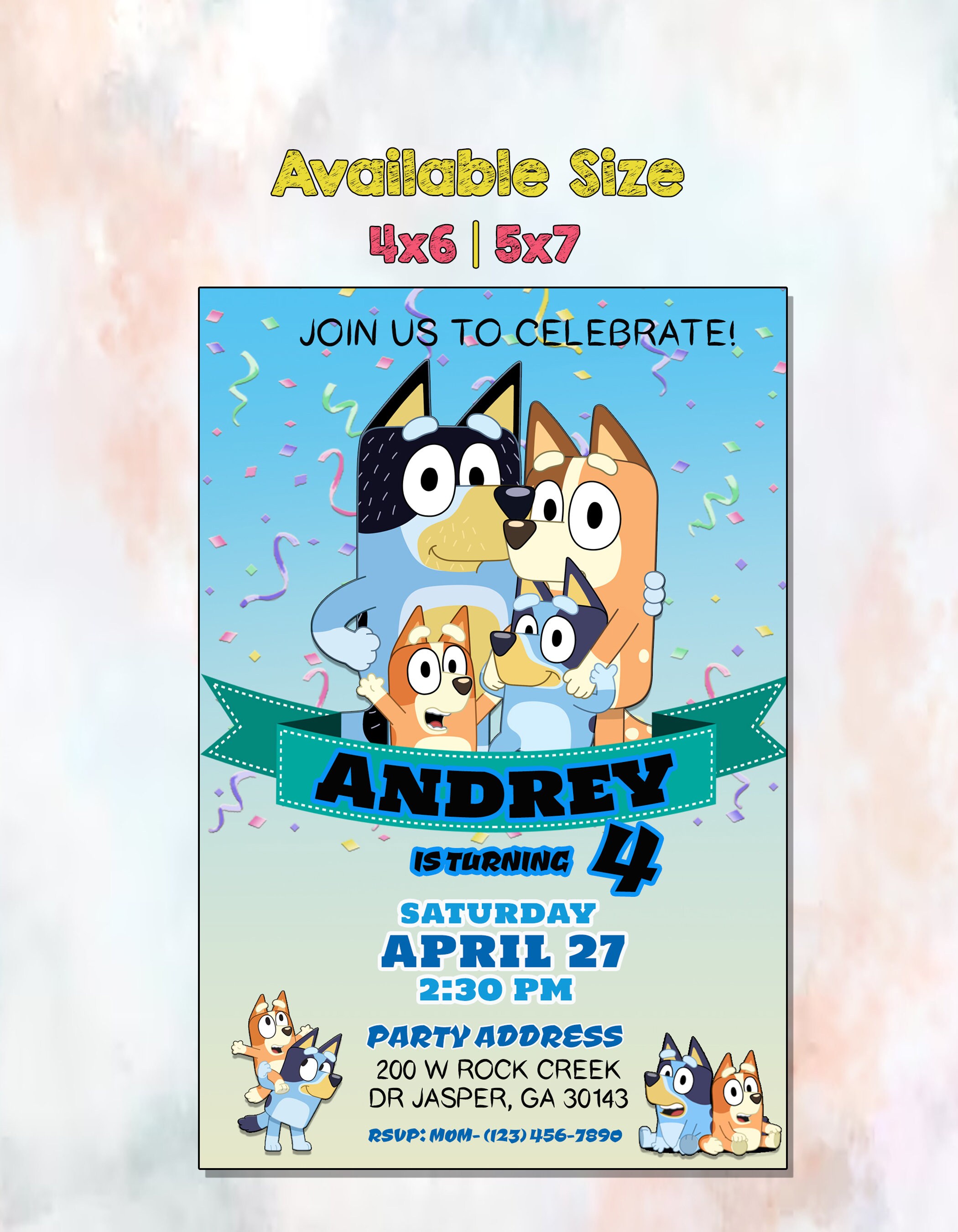 Digital Invite Bluey Birthday Invitation Etsy Digital Invite Bluey Birthday Invitation Etsy