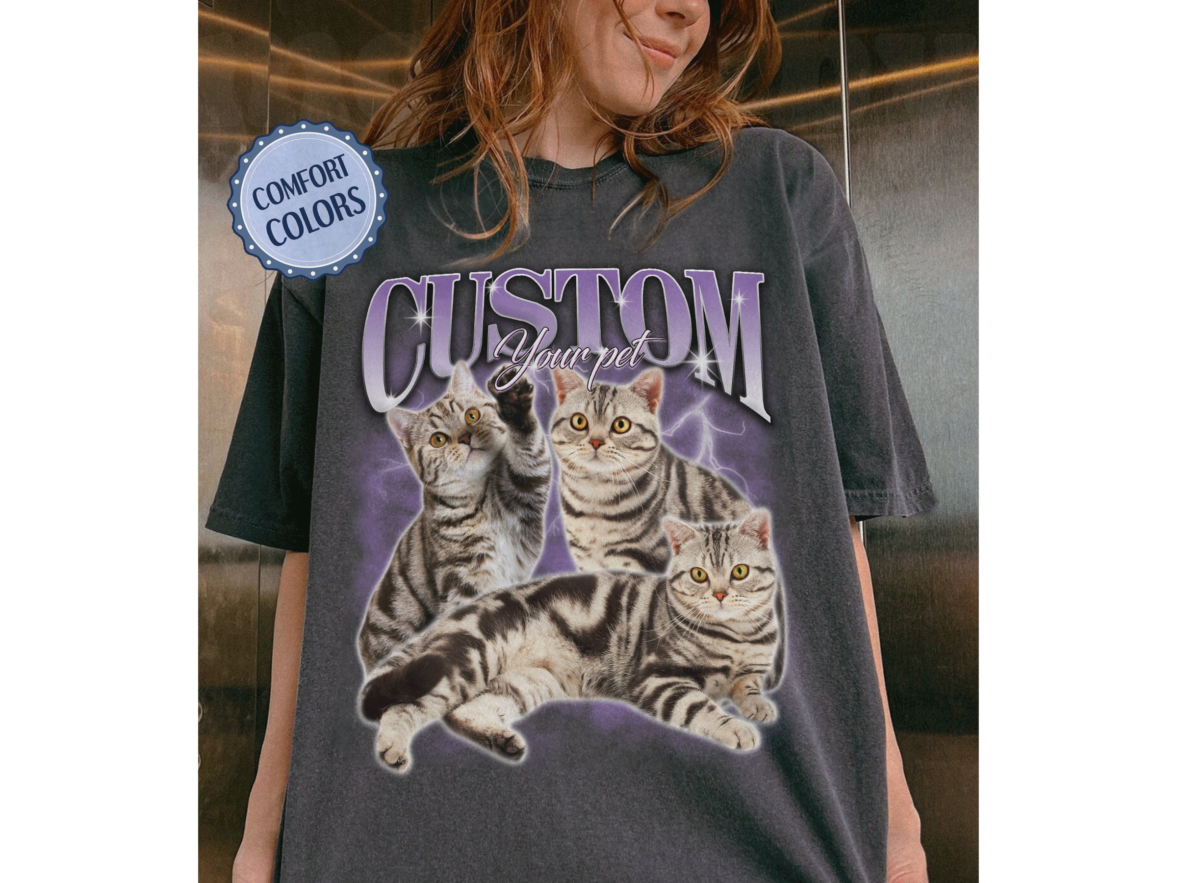 Discover Pet Custom Vintage Washed Shirt, Custom Cat Comfort Colors T-Shirt, Dog Bootleg Retro 90's Tee, Custom Pet Photo, Pet Lovers