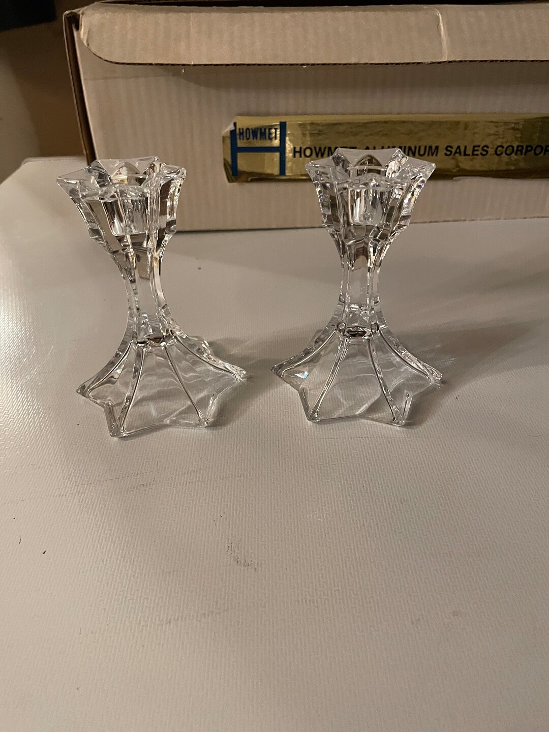 2 MIKASA Firestar Crystal Candlestick Candle Holders Etsy