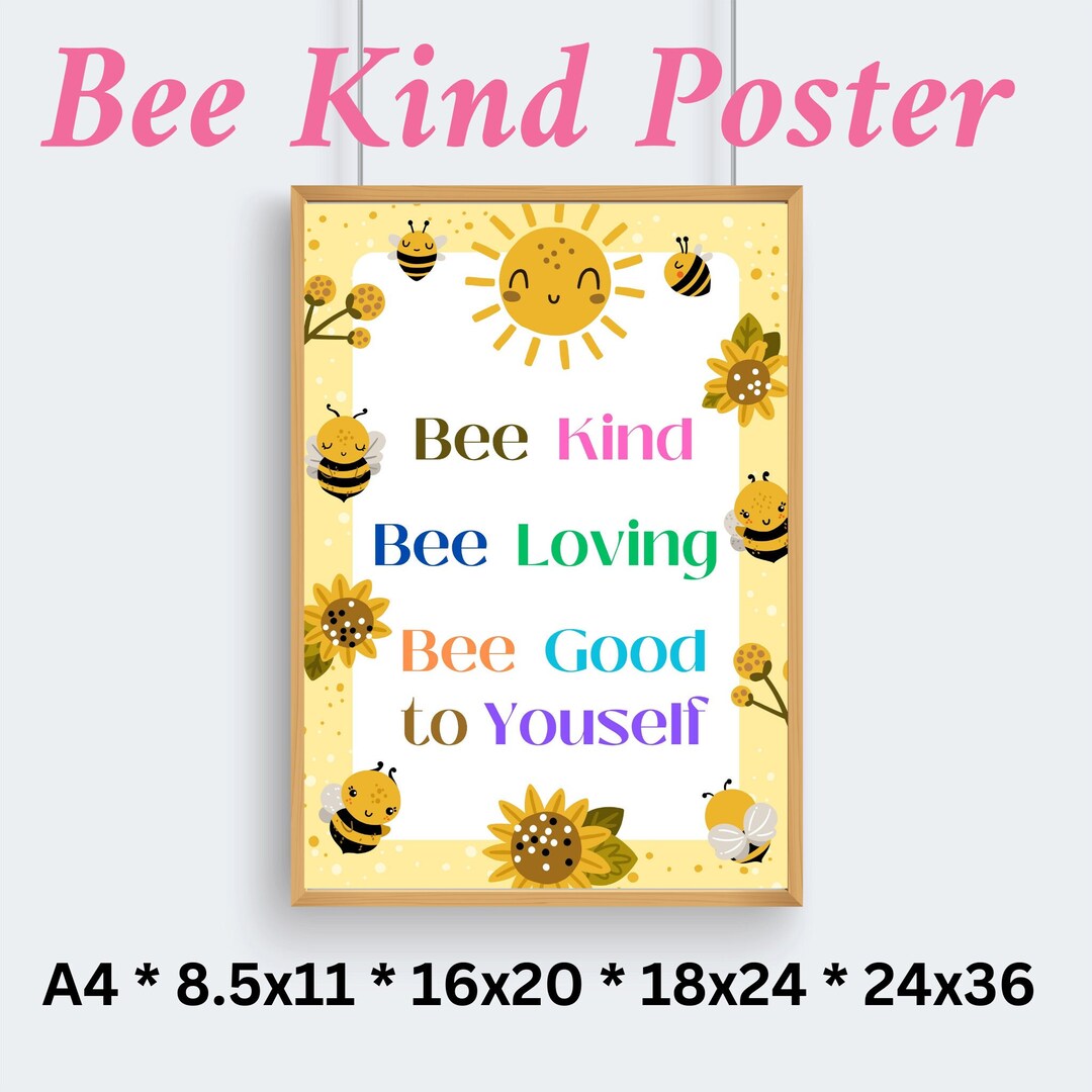 Bee Kind Poster Checklist Classroom Decor Downloadable - Etsy