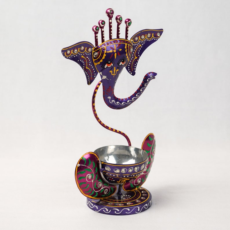 Ganesha candle tea light holder, metallic Ganesha aroma diffuser image 7