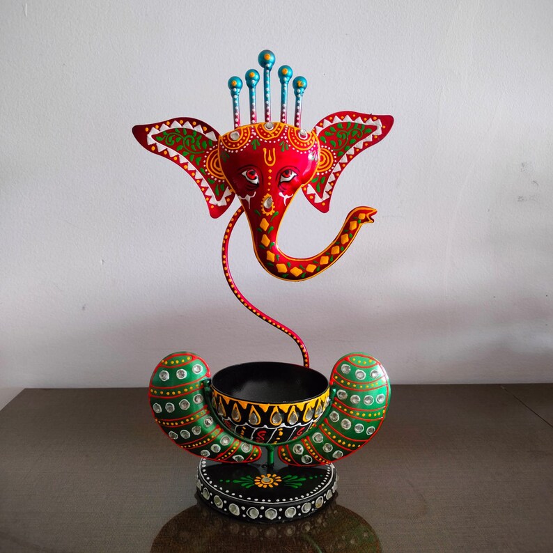 Ganesha candle tea light holder, metallic Ganesha aroma diffuser image 8