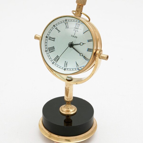 Antique theme table clock, brass table clock