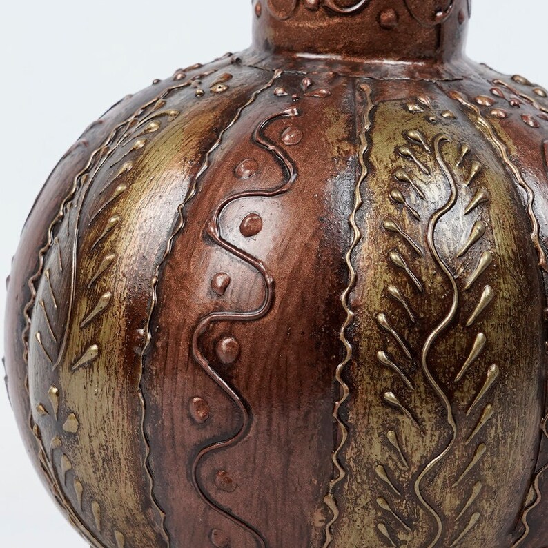 Handmade flower vase bronze finish rustic look Indian decor vintage metal flower pot Handcrafted floral centerpiece image 6