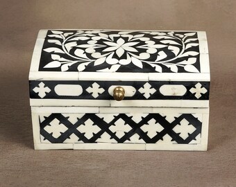 Wooden Jewellery box, Bone Inlay jewellery box, Multi utility storage box in floral design